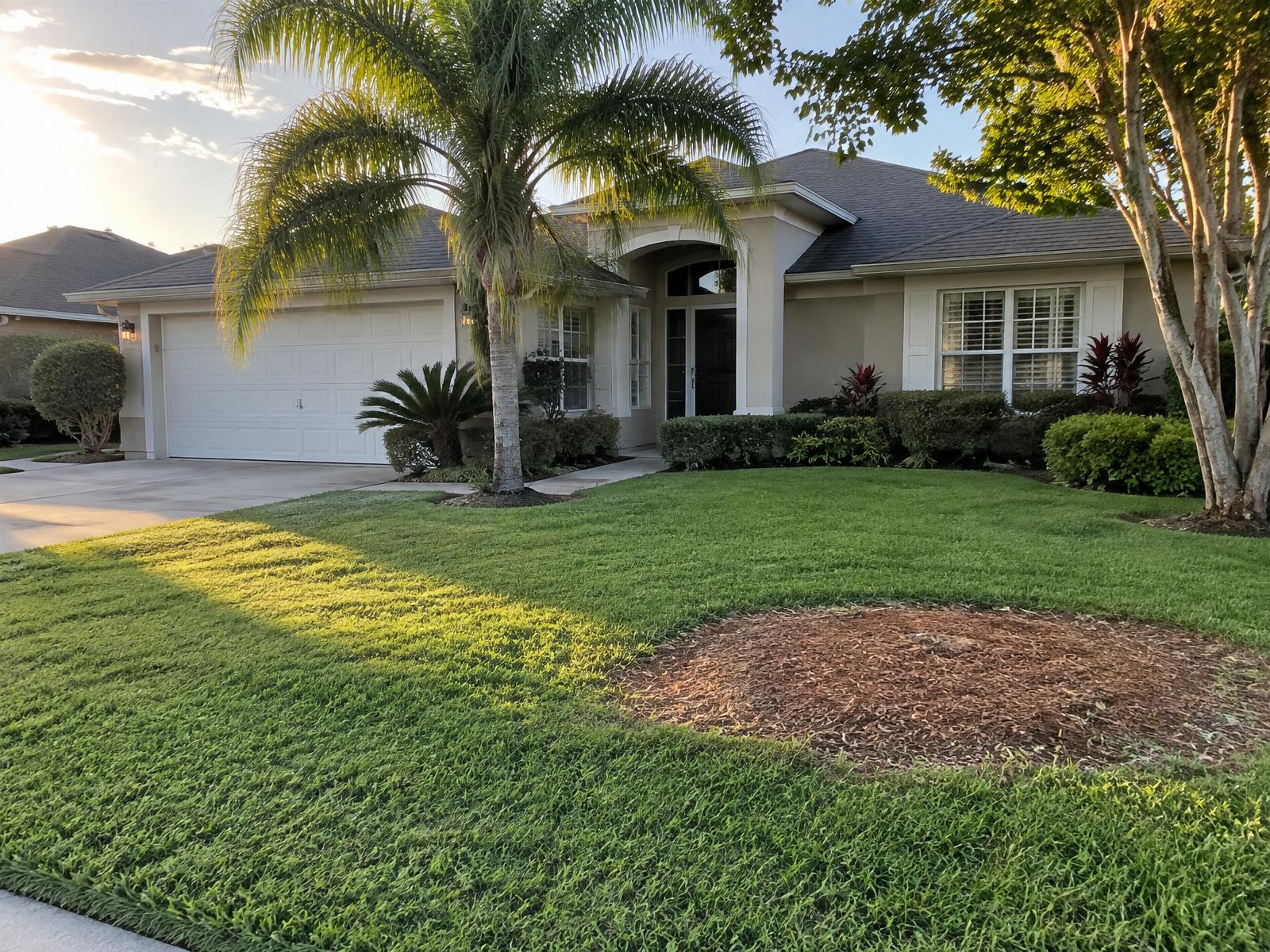 Tampa front yard raked clean after tree work